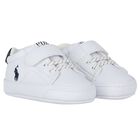 Baby Boys White & Navy Blue Logo Pre Walker Shoes, 1, hi-res
