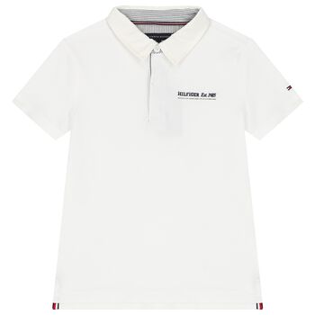 Boys White Logo Polo Shirt