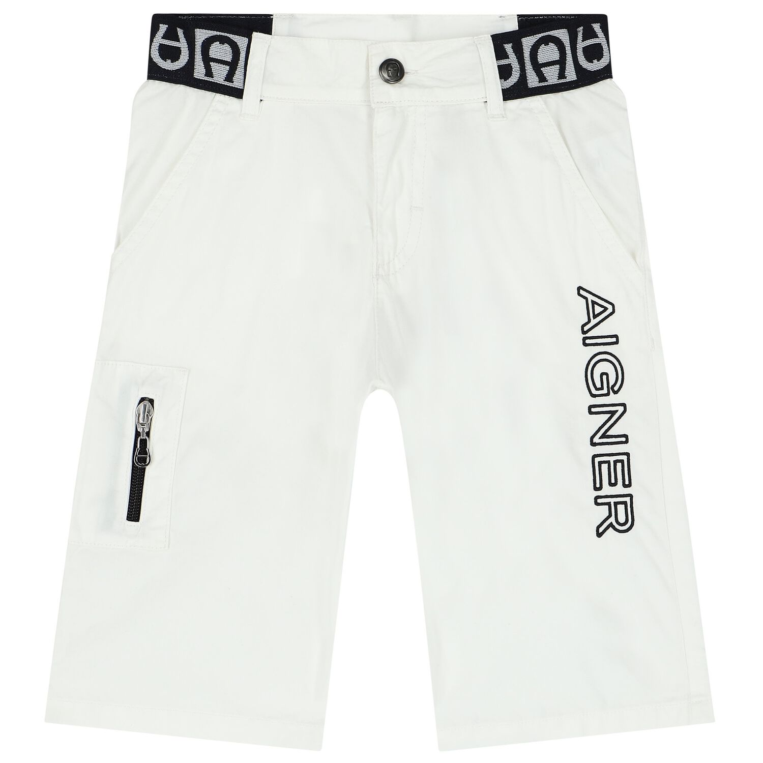 Boys White Logo Shorts, 1, hi-res