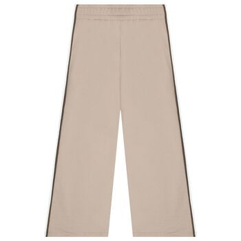 Girls Beige & Ivory Logo Trousers