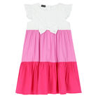 Girls White & Pink Tiered Dress, 1, hi-res