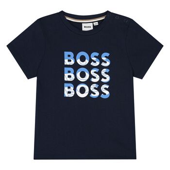Younger Boys Navy Blue Logo T-Shirt
