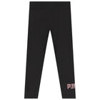 Girls Black Logo Leggings, 1, hi-res