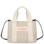 Girls Beige Logo HandBag, 1, hi-res