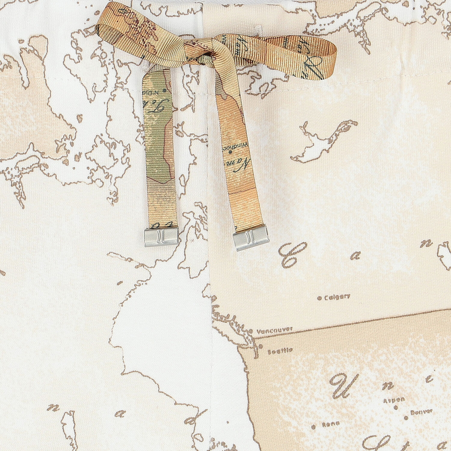 Younger Boys Beige Geo Map Shorts, 1, hi-res