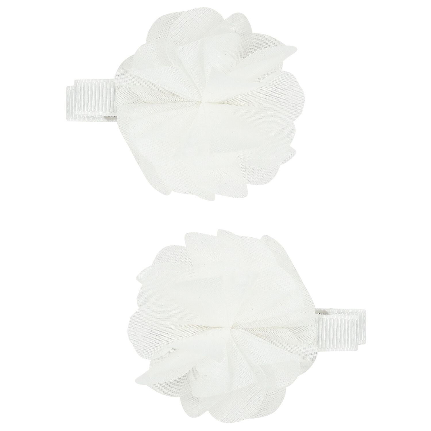 Girls White Flower Hairclips ( 2 Pack ), 1, hi-res