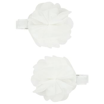 Girls White Flower Hairclips ( 2 Pack )