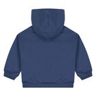 Younger Boys Blue Hooded Zip Up Top, 1, hi-res