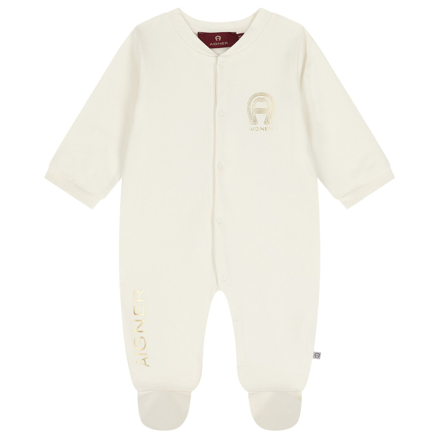 Ivory & Gold Logo Babygrow , 1, hi-res