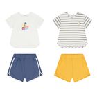Baby Girls White, Blue & Yellow Shorts Set ( 2-Pack ), 1, hi-res