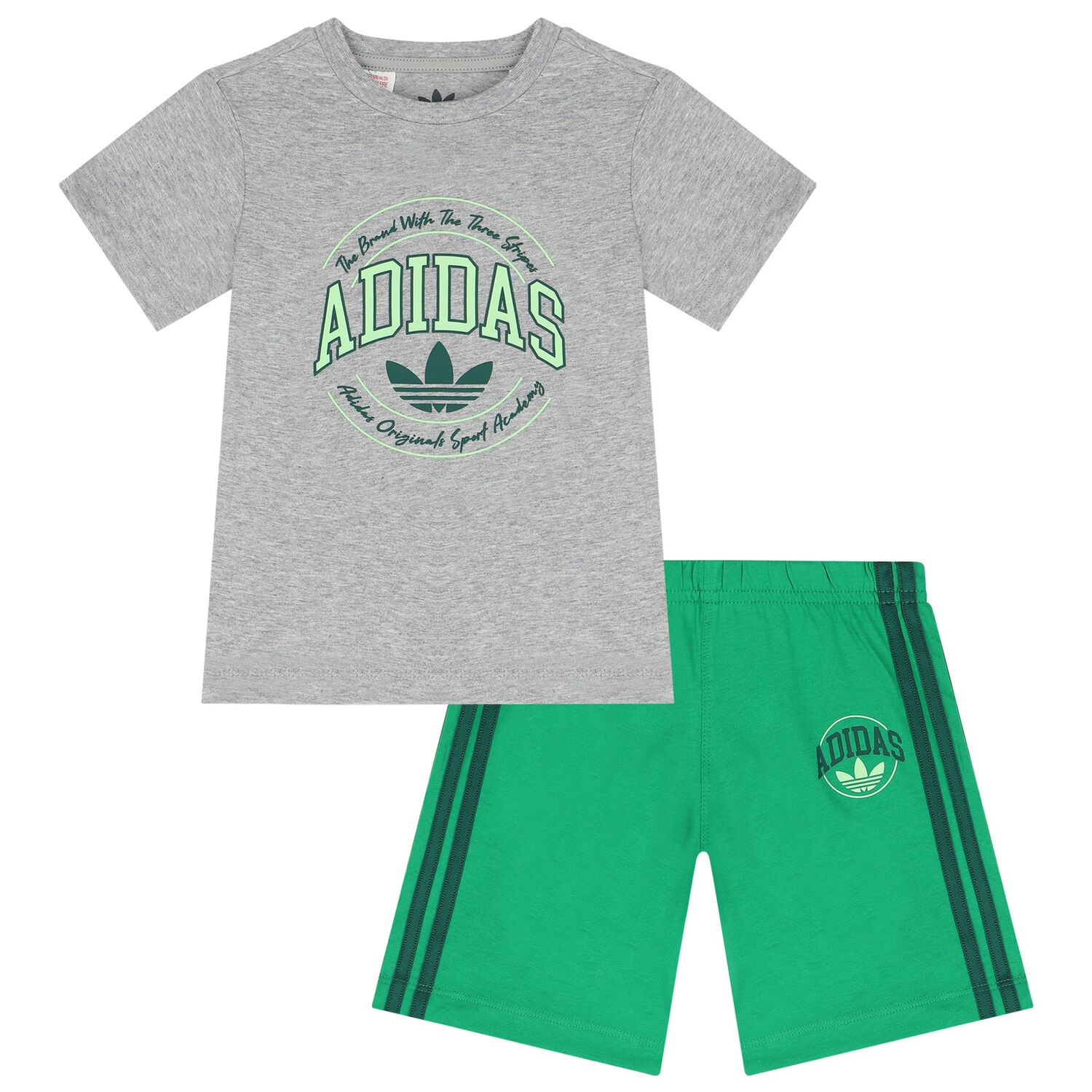 Grey & Green Logo Shorts Set, 1, hi-res