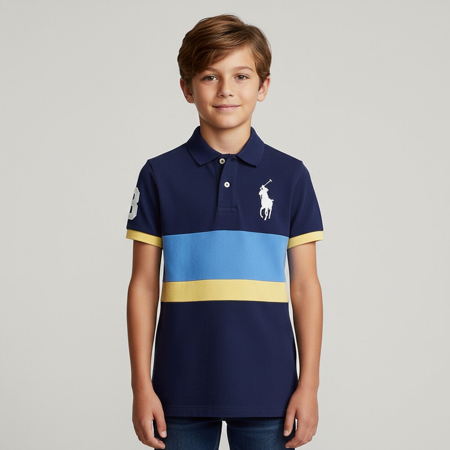 Boys Navy Blue Logo Polo Shirt, 1, hi-res image number null
