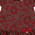 Girls Red & Gold Jacquard Dress, 3, hi-res