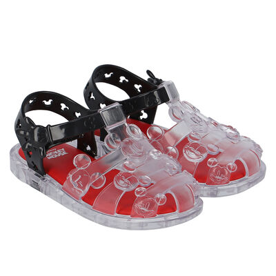 Younger Boys Clear & Black Mickey Mouse Jelly Shoes