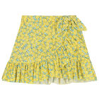 Girls Blue & Yellow Floral Skirt, 1, hi-res