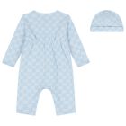 Baby Boys Blue GG Logo Romper Gift Set, 1, hi-res