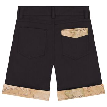 Boys Black Geo Map Shorts
