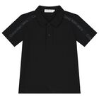 Boys Black Logo Polo Shirt, 1, hi-res