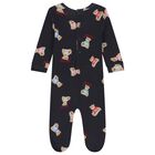 Baby Navy Blue Logo Teddy Bear Babygrow, 3, hi-res