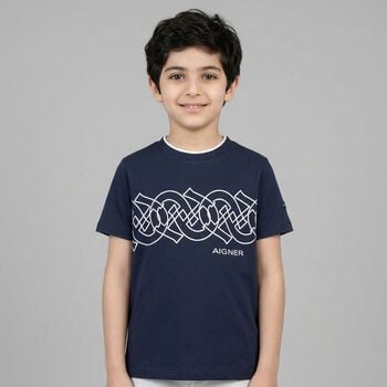 Boys Navy Blue Logo T-Shirt