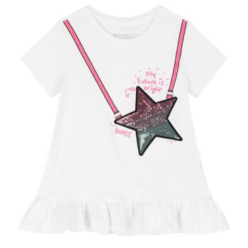 Girls White Star Bag T-Shirt