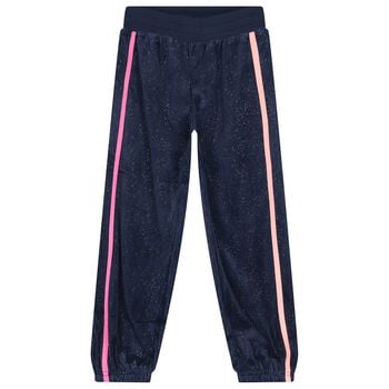 Girls Navy Blue Glitters Joggers