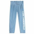 Girls Blue Logo Trousers, 1, hi-res
