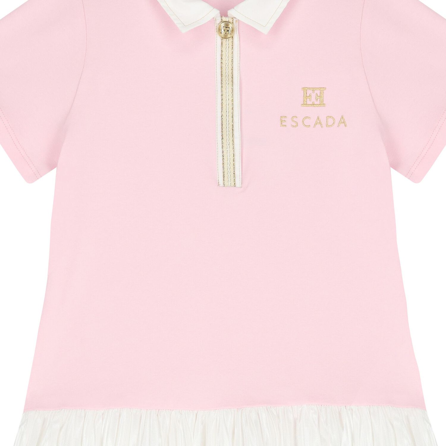 فستان للبنات باللونين الوردي والعاجي مع شعار, 2, hi-res