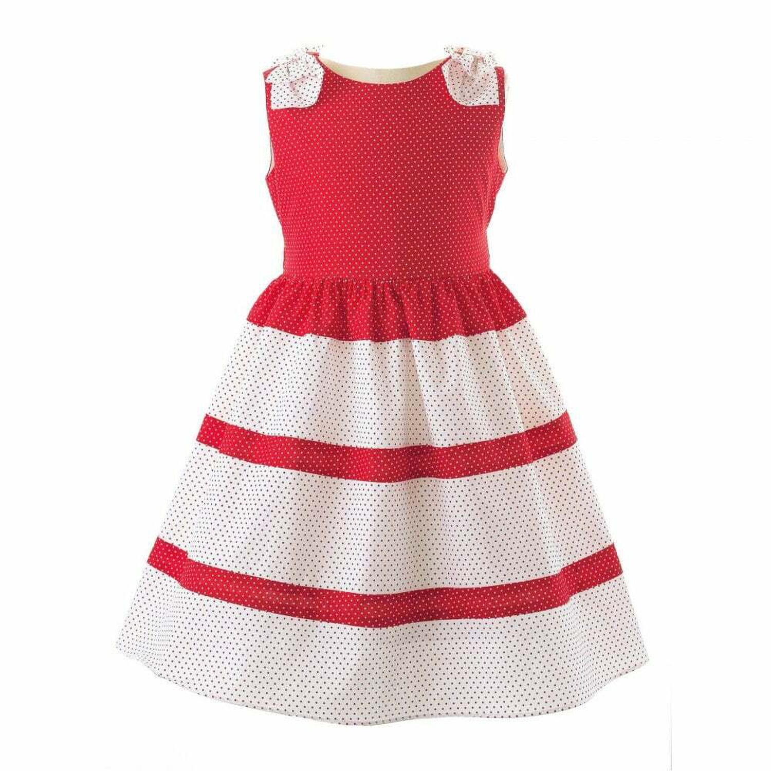 Girls Red & White Polka Dots Dress, 1, hi-res