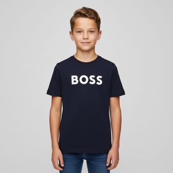 Boys Navy Blue Logo T-Shirt