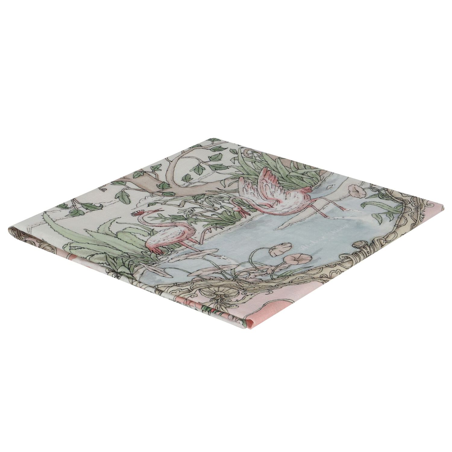 Ivory & Pink Tapestry Swaddle Blanket, 1, hi-res