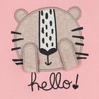 فستان بنات باكمام بطبعة القطة باللون الوردي, 1, hi-res