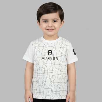 Younger Boys White Logo T-Shirt
