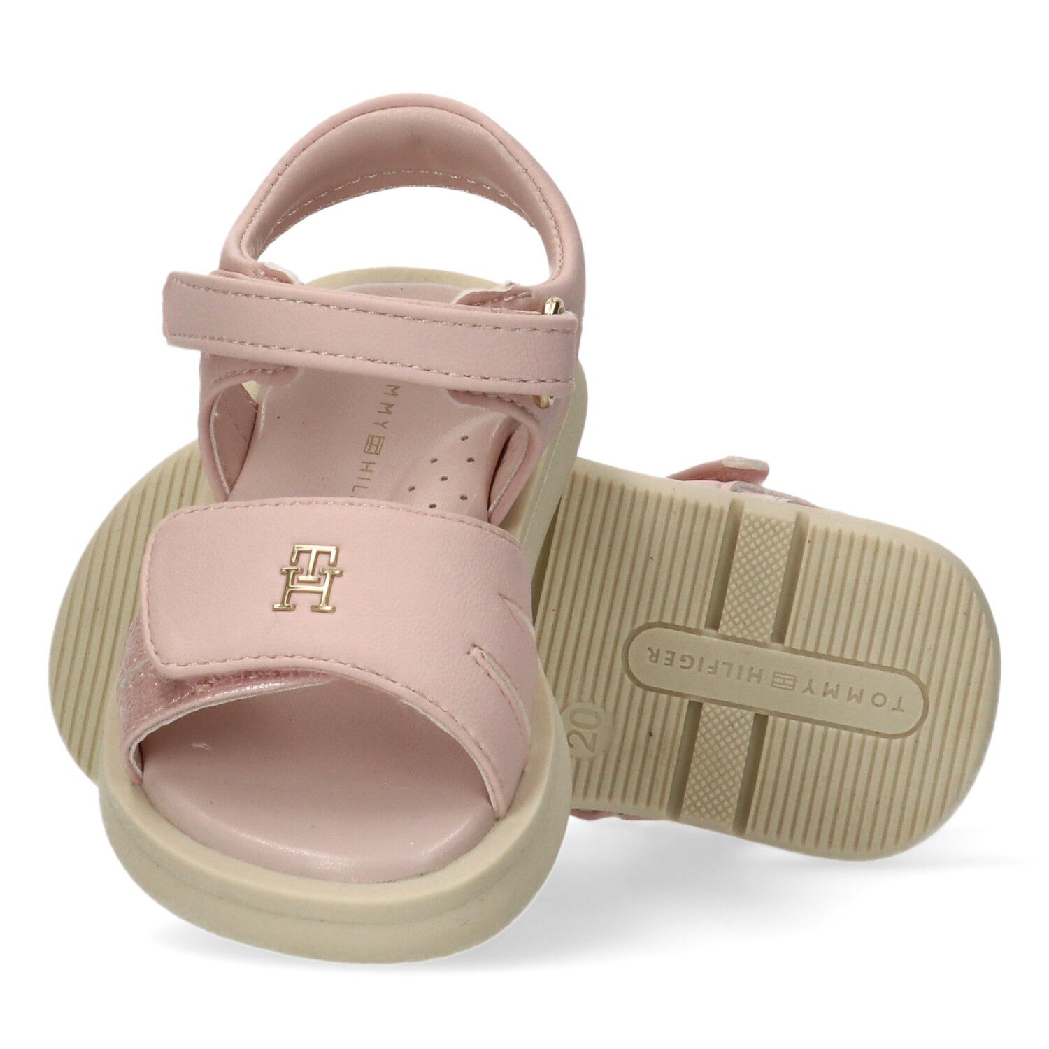 Girls Pink Logo Sandals, 1, hi-res
