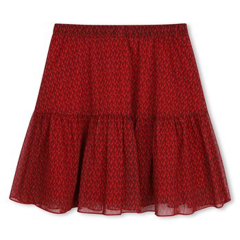 Girls Red Logo Chiffon Skirt