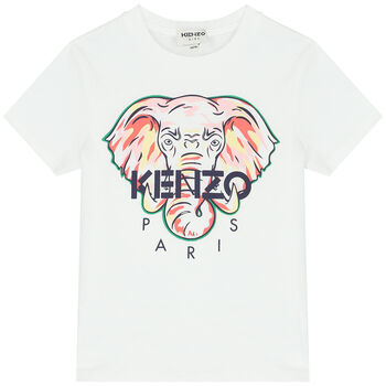 Girls White Elephant Logo T-Shirt