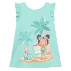 فستان بنات باللون الأكوا, 1, hi-res