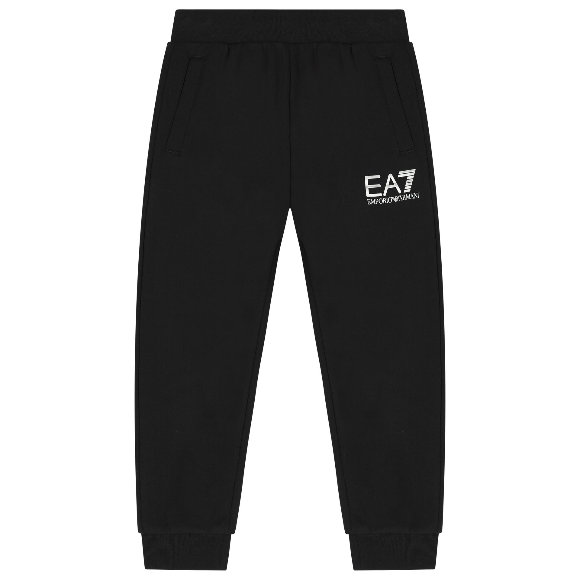 EA7 Emporio Armani Boys Black Logo Joggers Junior Couture QA