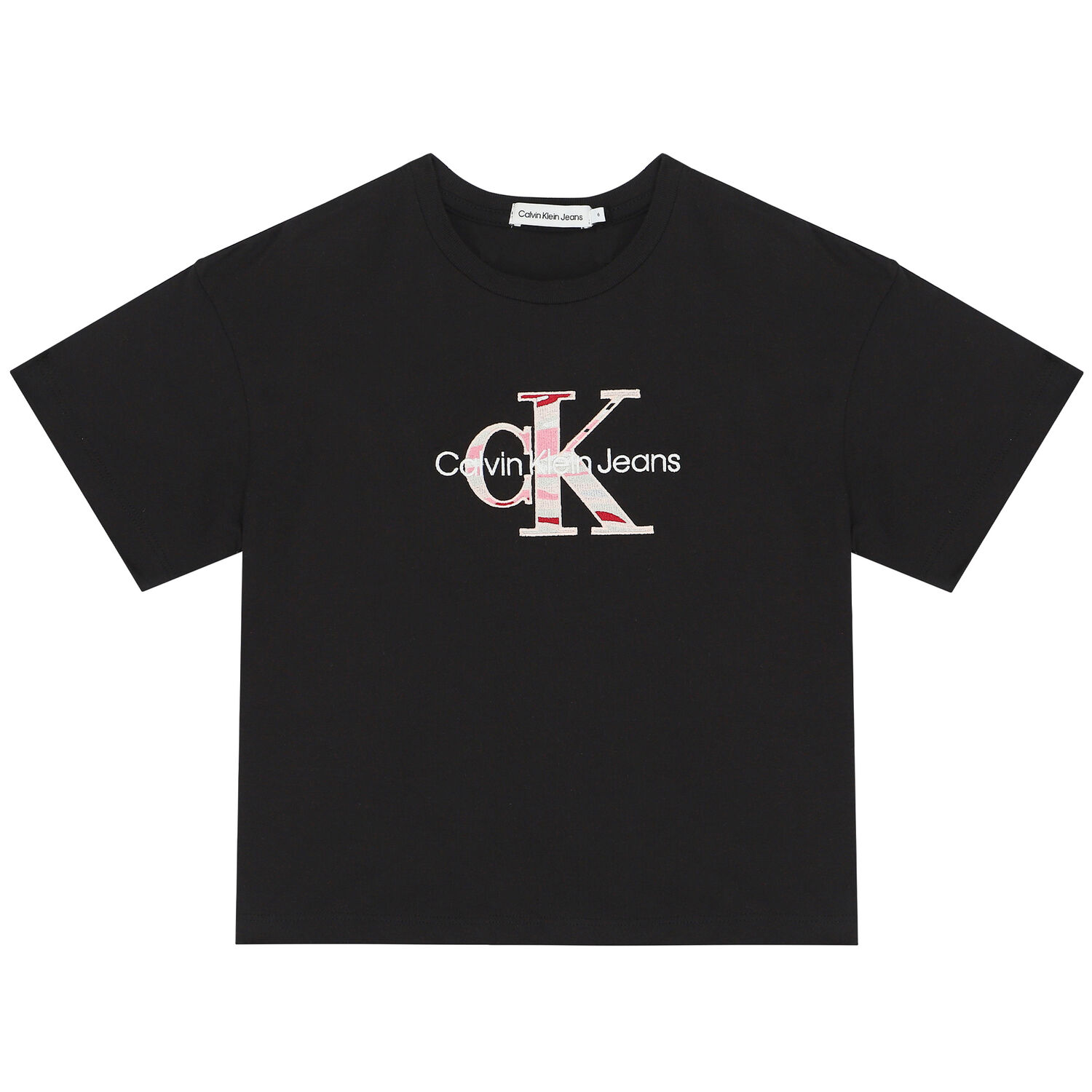 تيشيرت بالشعار باللون الأسود للبنات, 1, hi-res image number null