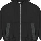 Girls Black Logo Hooded Zip-Up Top, 1, hi-res