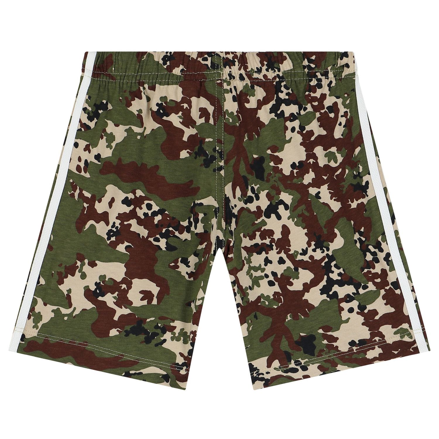 White & Green Trefoil Logo Shorts Set, 1, hi-res