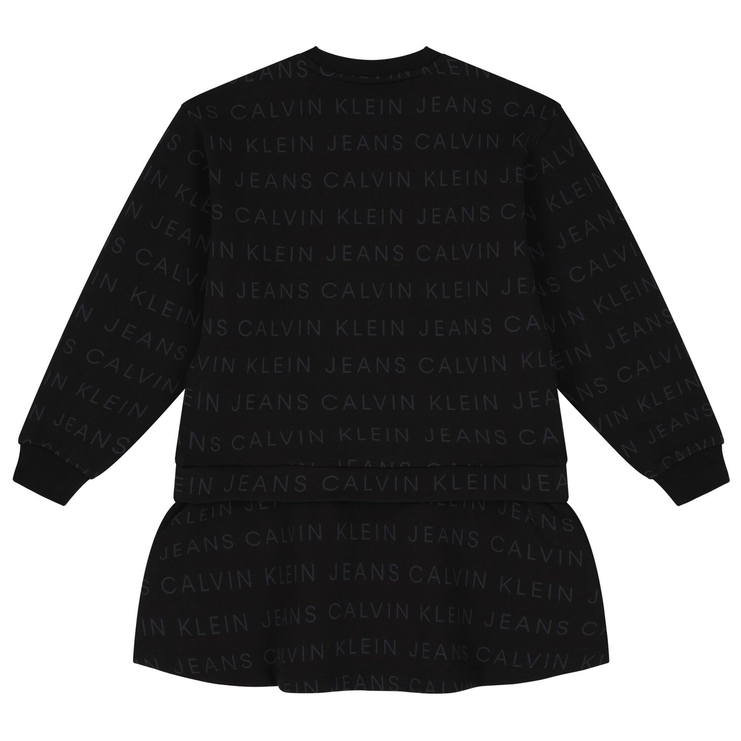 Girls Black Logo Dress, 1, hi-res