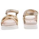 Girls Gold Logo Sandals , 1, hi-res