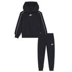 Boys Black Swoosh Logo Tracksuit, 1, hi-res