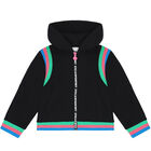 Girls Black Logo Zip Up Top, 1, hi-res