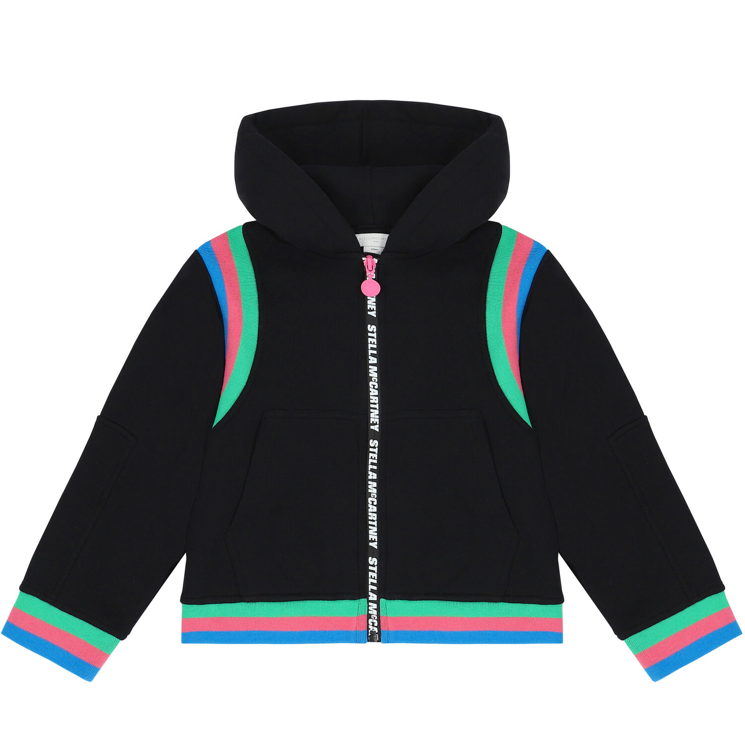 Girls Black Logo Zip Up Top, 1, hi-res