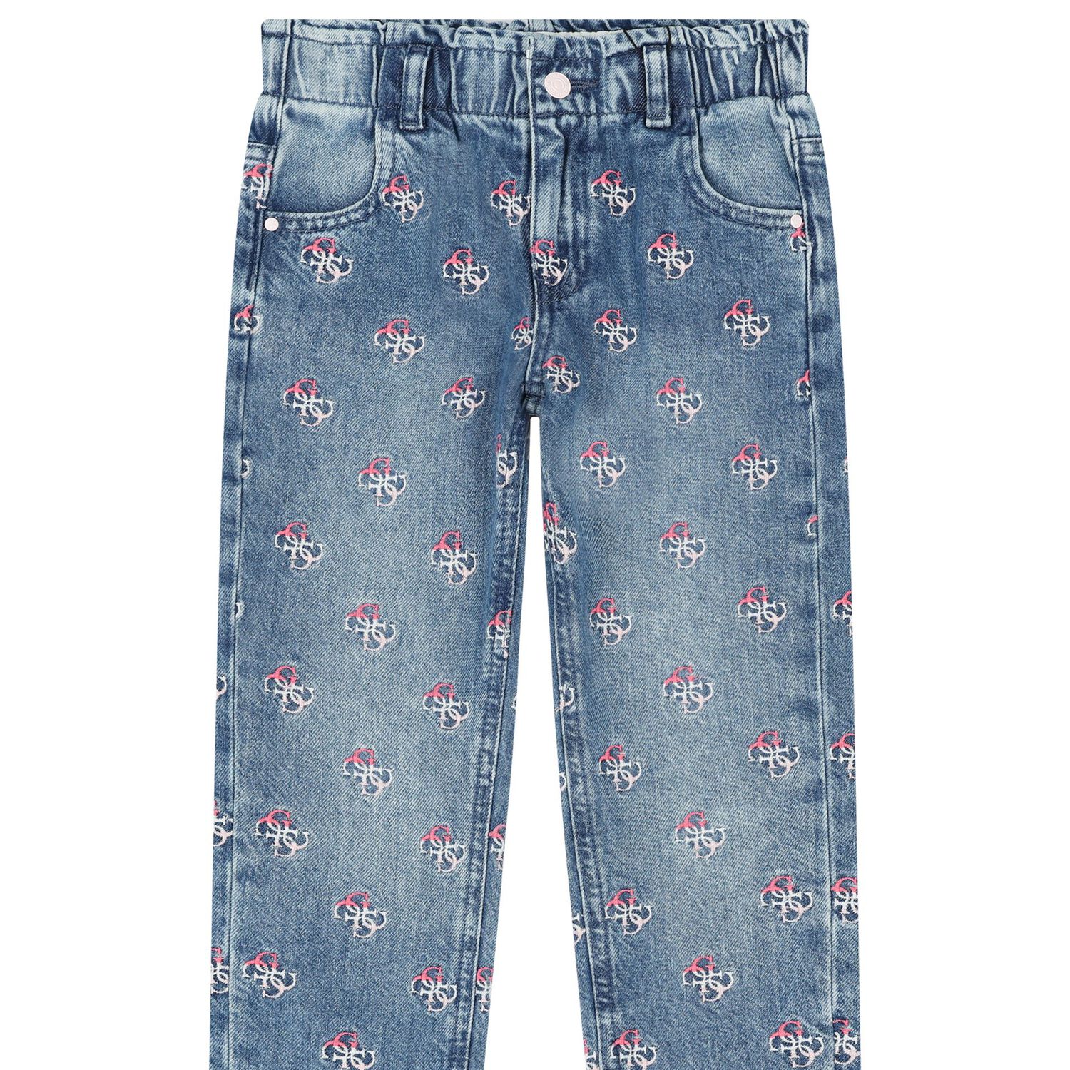 بنطلون جينز بنات بالشعار باللون الأزرق, 1, hi-res image number null