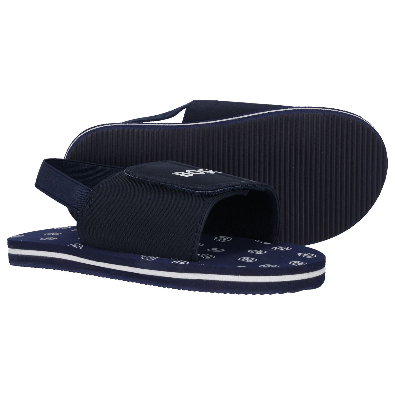 Boys Navy Blue Logo Sandals, 3, hi-res image number null