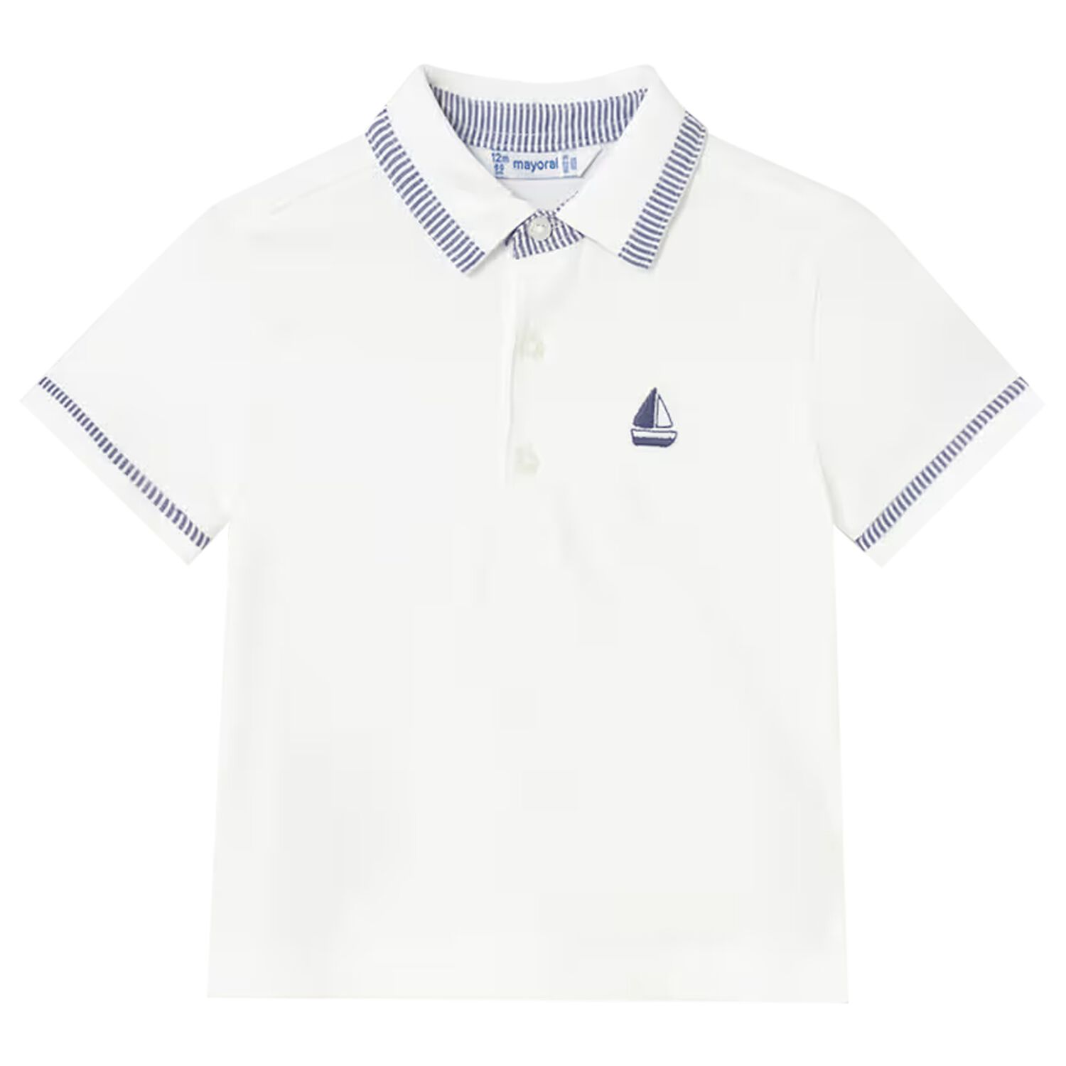 Younger Boys White Boat Polo Shirt, 1, hi-res