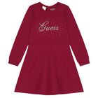 Girls Burgundy Logo Dress, 1, hi-res